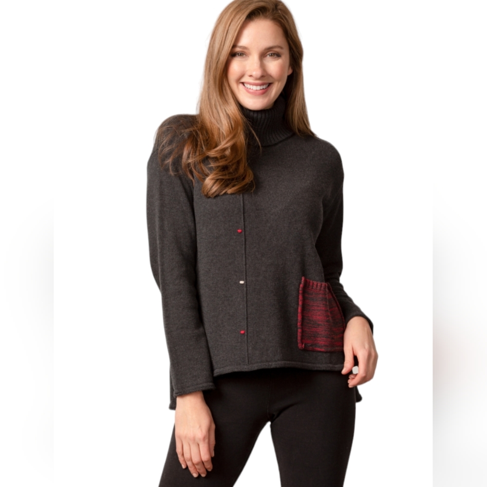 Habitat XXL Loose Relaxed Fit 100% Cotton Pocket Front Turtleneck Sweater NWT